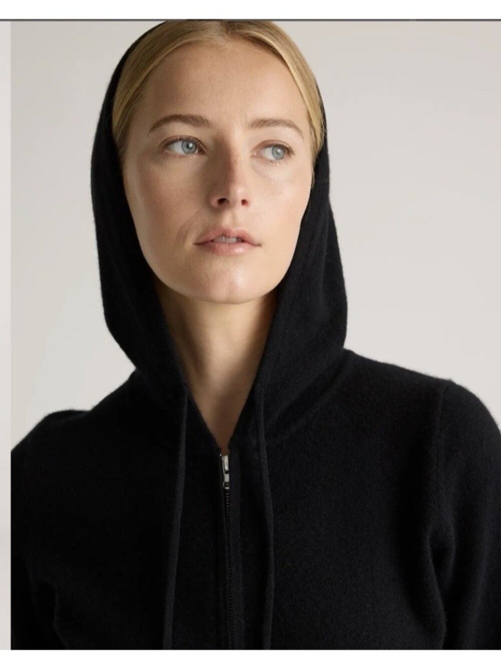 Quince $268 Mongolian Cashmere Full-Zip Hoodie Black Womens Size XL - Picture 3 of 16